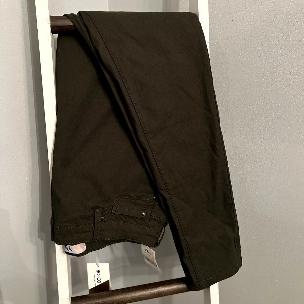 YMI olive green mid-rise skinny stretchy pants